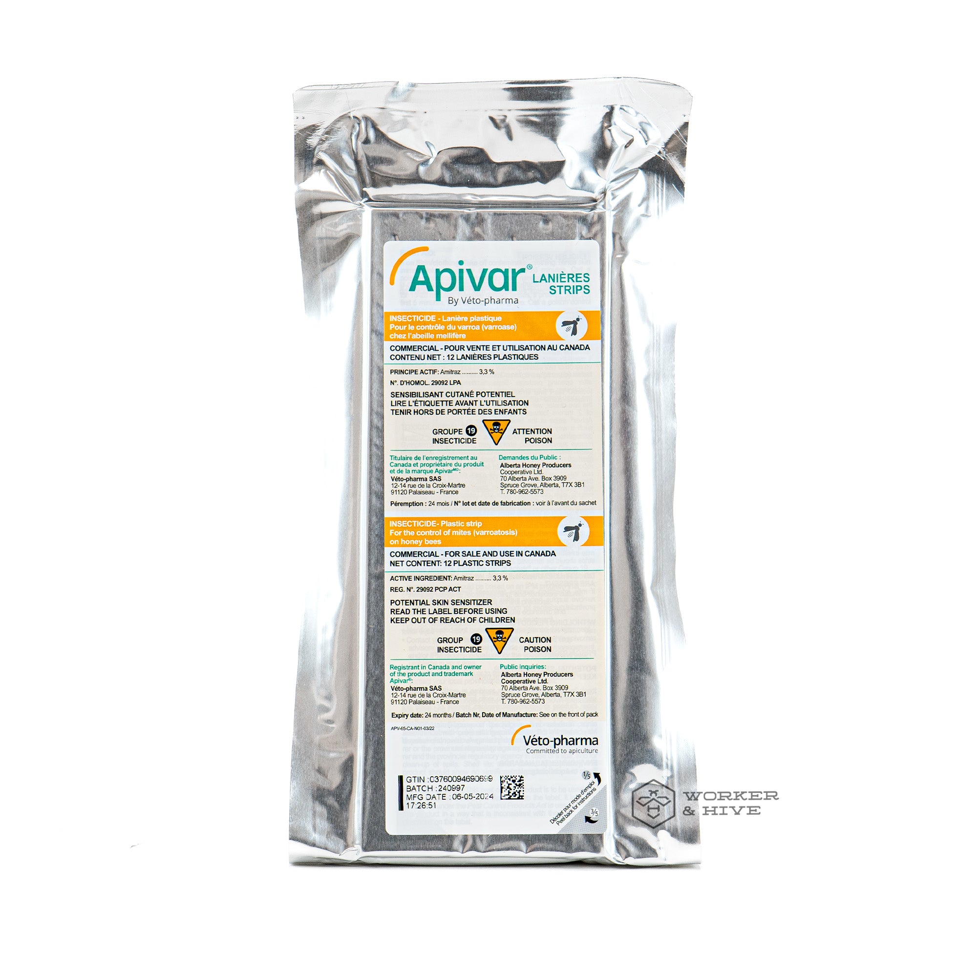Apivar Mite Treatment — Worker and Hive Bee Supply