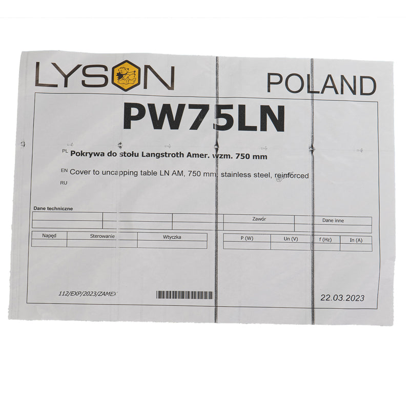 Cover for Lyson Uncapping Table
