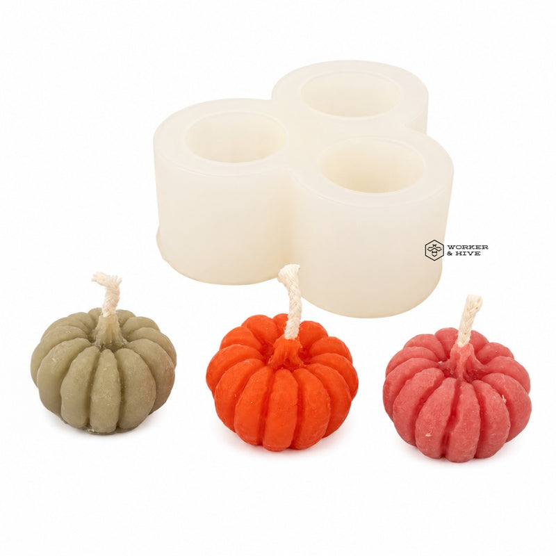 Pumpkin Candle Mold - 3 Mini Candles