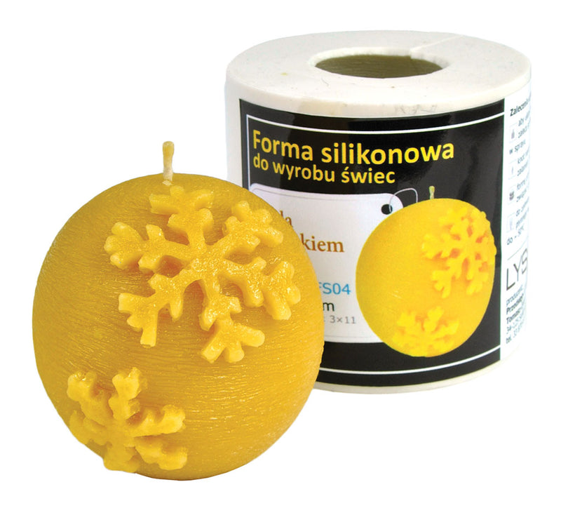 Ball with Snowflake Candle Mold