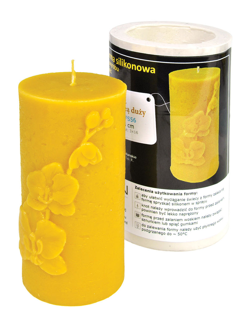 Cylinder with Orchid Candle Mold, large