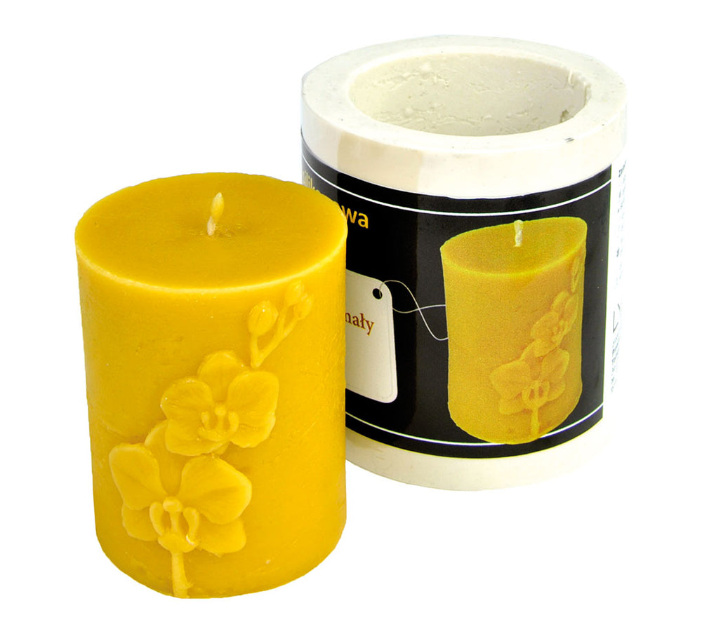 Cylinder with Orchid Candle Mold, small