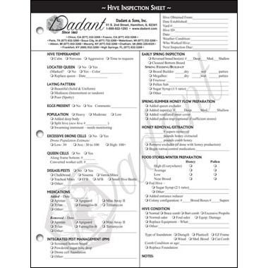 Hive Inspection Sheet Notepad